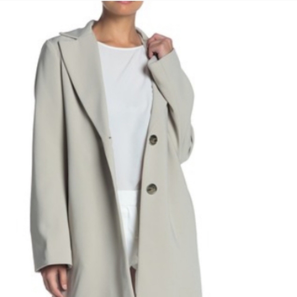 Tahari Jayden Crepe Topper Jacket Long Blazer Cream Tan Size XS - Picture 4 of 12